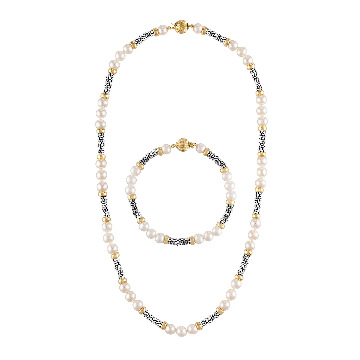 Pearl Ellipsis Necklace & Bracelet Set